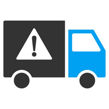 Tehlike taşıma kamyonu düz vektör simgesi