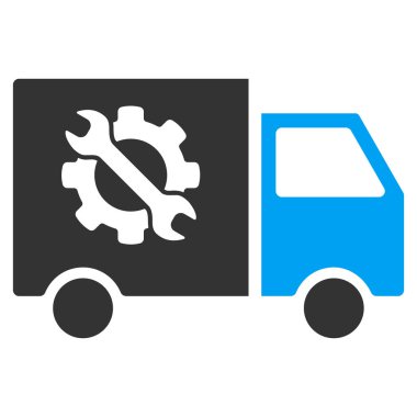 Ekipman kamyon düz vektör simgesi