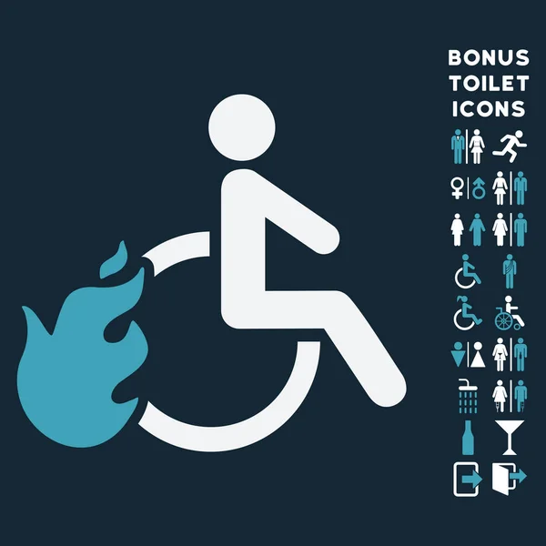 Fired Disabled Person Flat Vector Icon and Bonus — Stock Vector