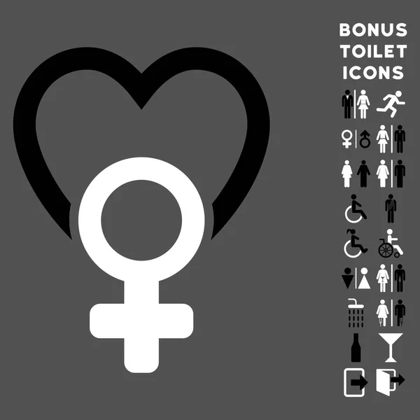 Weibliche Liebe flache Vektor-Symbol und Bonus — Stockvektor