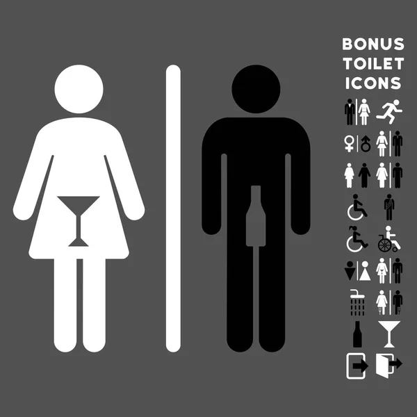 Wc personen flache vektorsymbol und bonus — Stockvektor