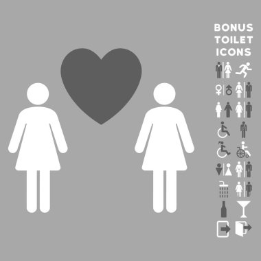 Lesbi aşk Çift düz vektör simge ve Bonus
