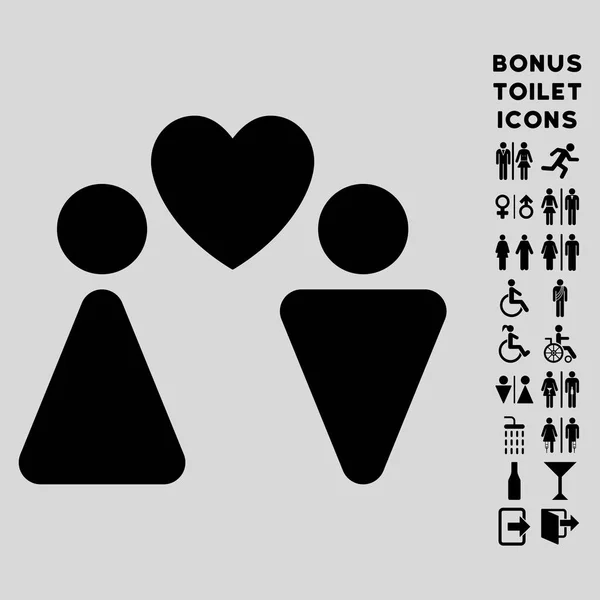 Pareja de amor plana Vector icono y bono — Vector de stock