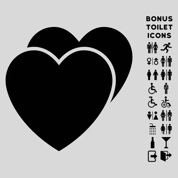 Corazones de amor plana Vector icono y bono — Vector de stock