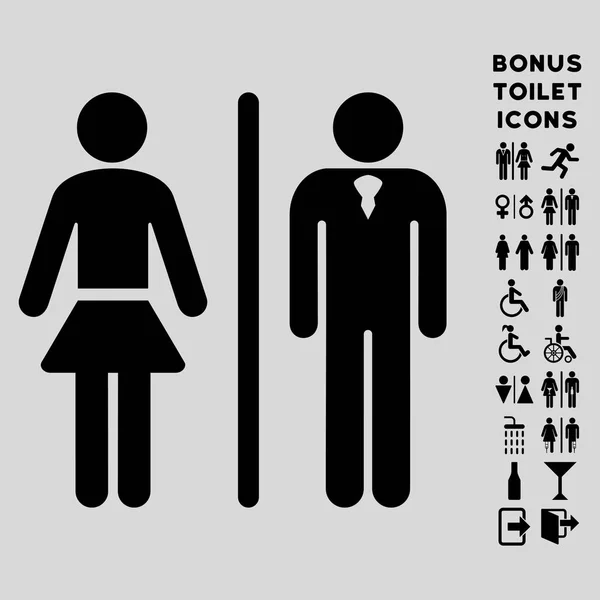 Toilette Personen flache Vektorsymbol und Bonus — Stockvektor