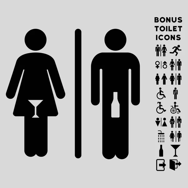 Wc personen flache vektorsymbol und bonus — Stockvektor