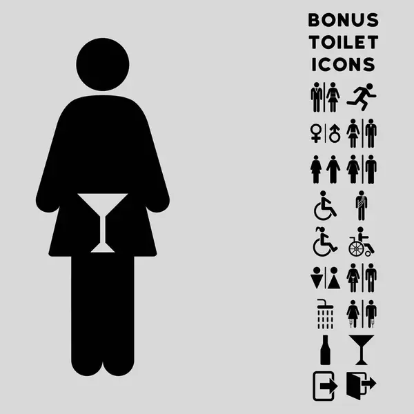 WC donna piatto vettoriale icona e bonus — Vettoriale Stock
