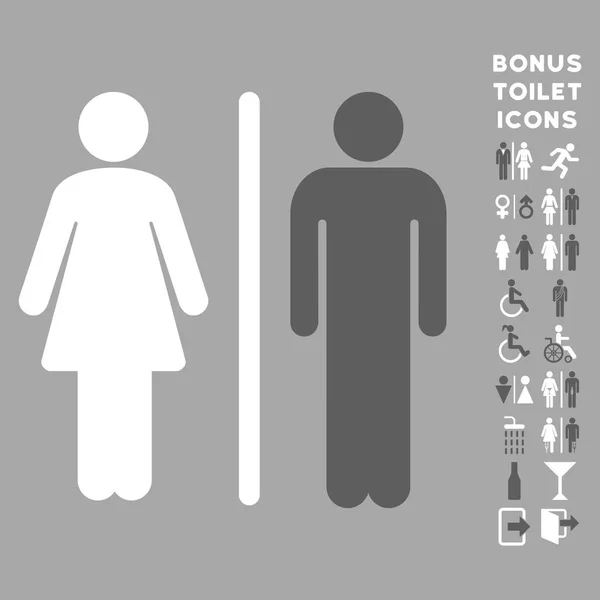 WC personen platte Vector Icon en Bonus — Stockvector