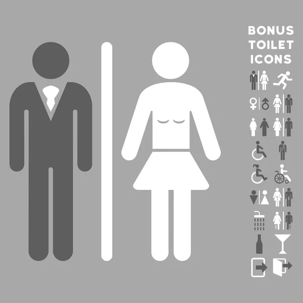 Toilet Persons Flat Vector Icon and Bonus — Stock Vector