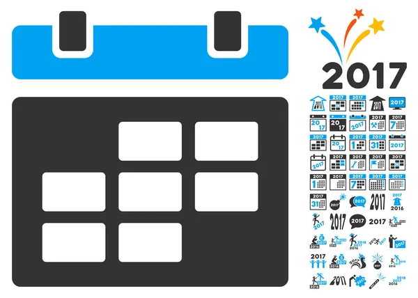 Значок календаря с символами бонуса 2017 года — стоковый вектор