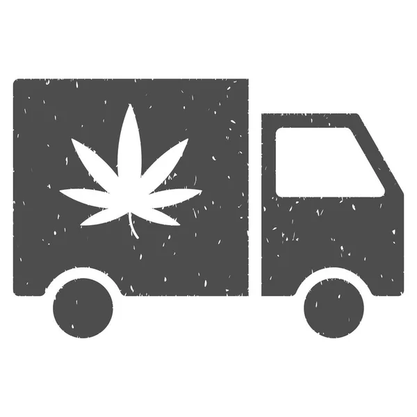 Cannabis Delivery Van Icon Rubber Stamp — Stock Vector