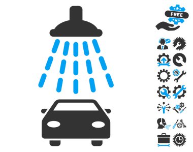 Araba duş vektör simge araçları Bonus ile