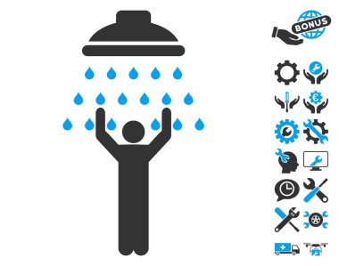 Adam araçları Bonus ile duş vektör simgesi altında