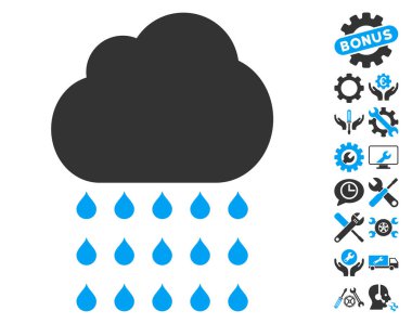 Yağmur bulutu vektör simge araçları Bonus ile