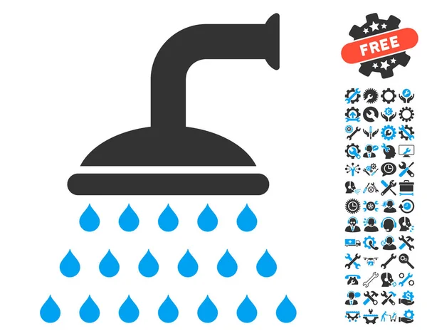 Shower Vector Icon With Tools Bonus — Stock Vector