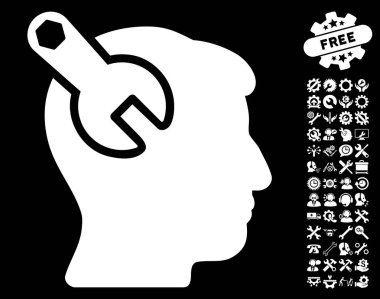 Kafa Nöroloji anahtar vektör simgesine araçları Bonus ile