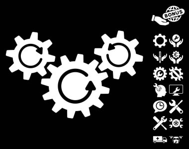 İletim tekerlekler döndürme vektör simgesi araçlar Bonus ile