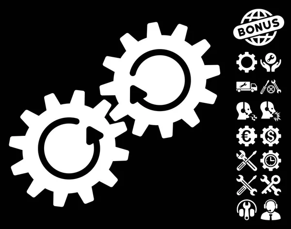 Icône vectorielle de rotation du mécanisme d'engrenage avec bonus d'outils — Image vectorielle