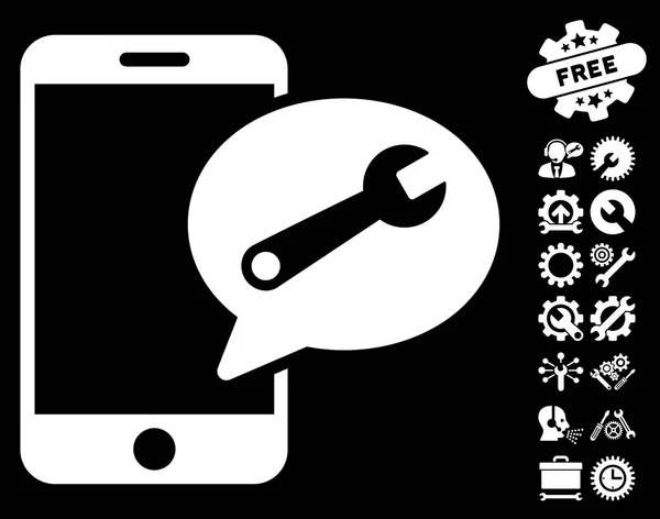 Телефонная услуга SMS векторный значок с инструментами Бонус — стоковый вектор