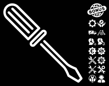 Kontur tornavida vektör simge araçları Bonus ile