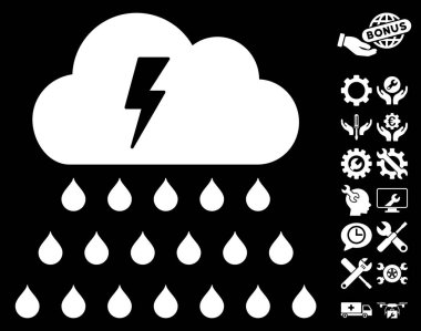 Fırtına yağmur bulutu vektör simge araçları Bonus ile