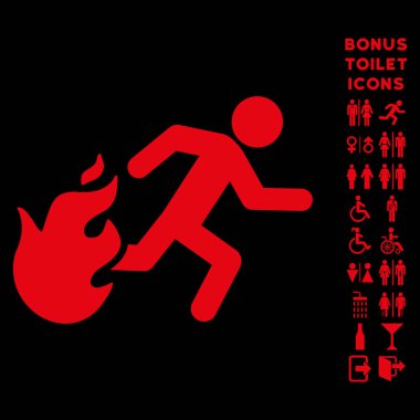 Adam düz vektör simge ve Bonus çalıştıran ateş