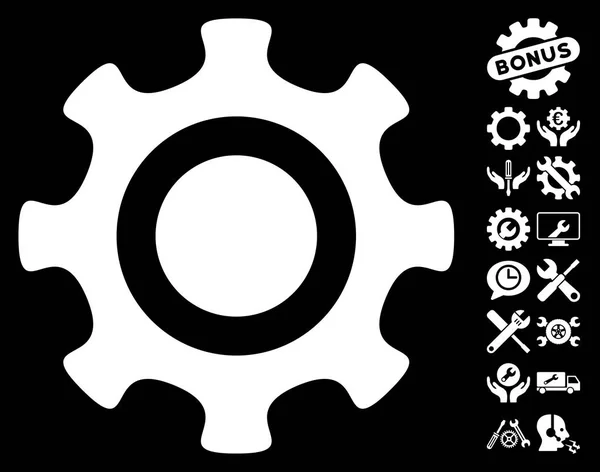 Cogwheel Vector icono con herramientas de bonificación — Archivo Imágenes Vectoriales