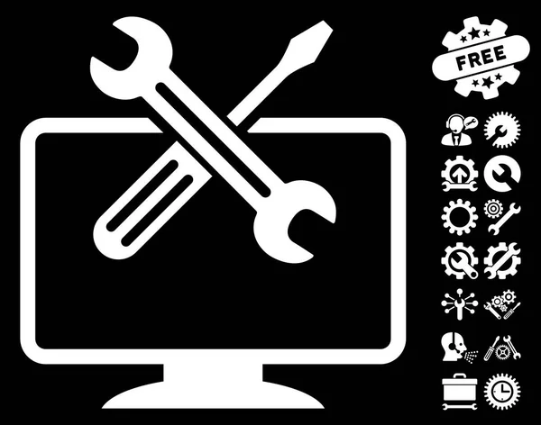 Herramientas informáticas Vector icono con herramientas de bonificación — Archivo Imágenes Vectoriales