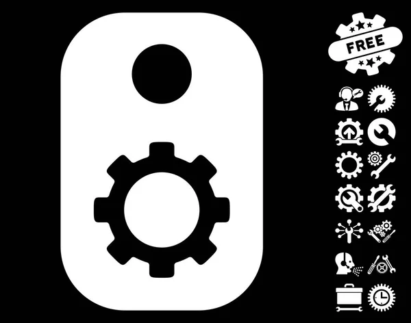 Etiqueta de engranaje Vector icono con herramientas de bonificación — Archivo Imágenes Vectoriales