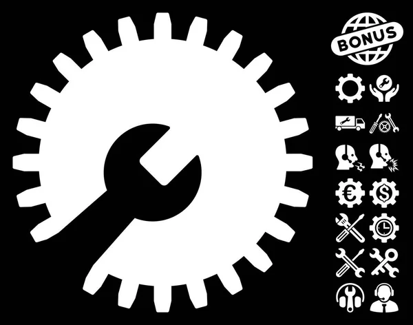 Outillage d'engrenage Icône vectorielle avec bonus d'outils — Image vectorielle