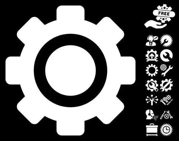 Gear Vector Icon With Tools Bonus — Stock Vector