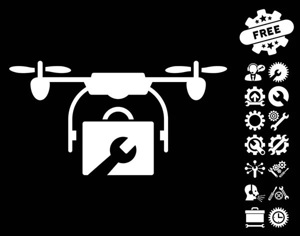Service-Drohne Vektor-Symbol mit Werkzeug-Bonus — Stockvektor