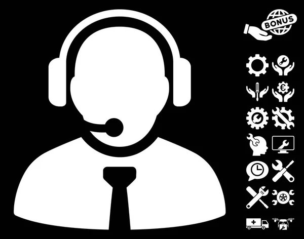 Support Manager Vector Icon bónusz eszközök — Stock Vector