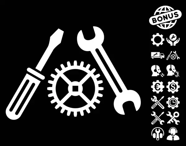 Ícone de vetor de serviço de sintonia com bônus de ferramentas — Vetor de Stock