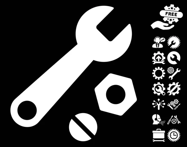 Векторная икона гаечного ключа с бонусом "Инструменты" — стоковый вектор