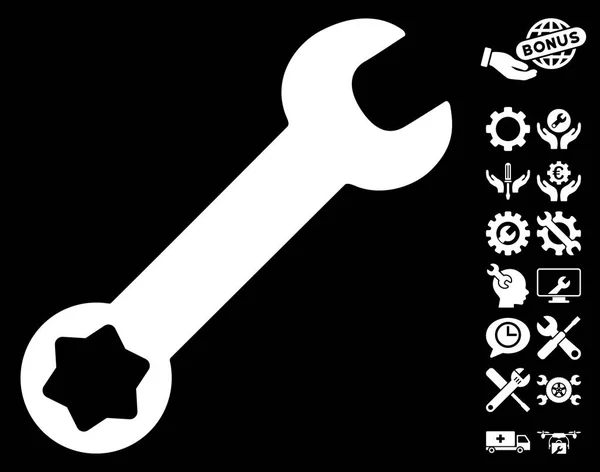 Значок вектора ключа с бонусом "Инструменты" — стоковый вектор