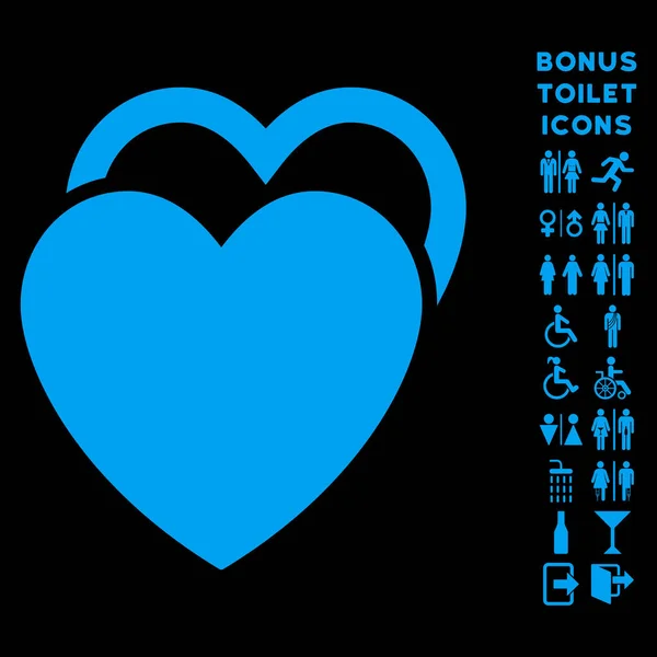 Liefde harten platte Vector Icon en Bonus — Stockvector