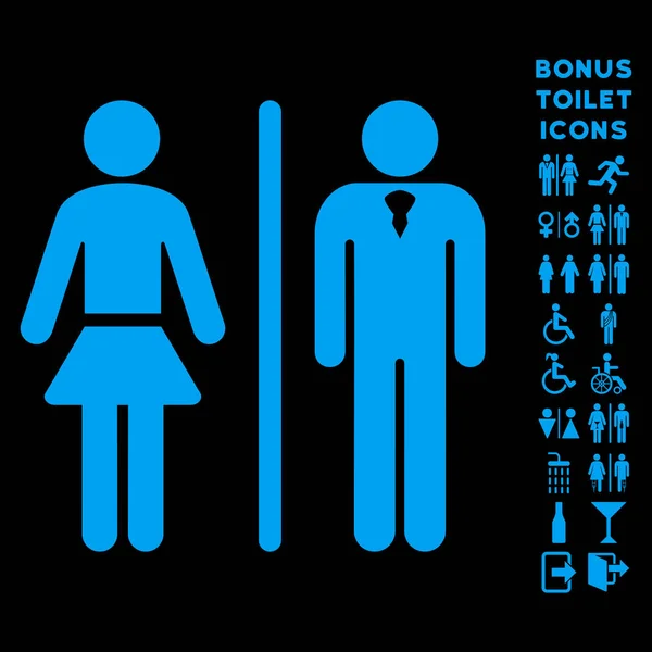 Toilet personen platte Vector Icon en Bonus — Stockvector