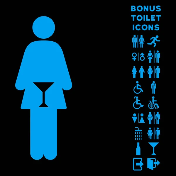 WC kvinna platt vektor symbol och Bonus — Stock vektor