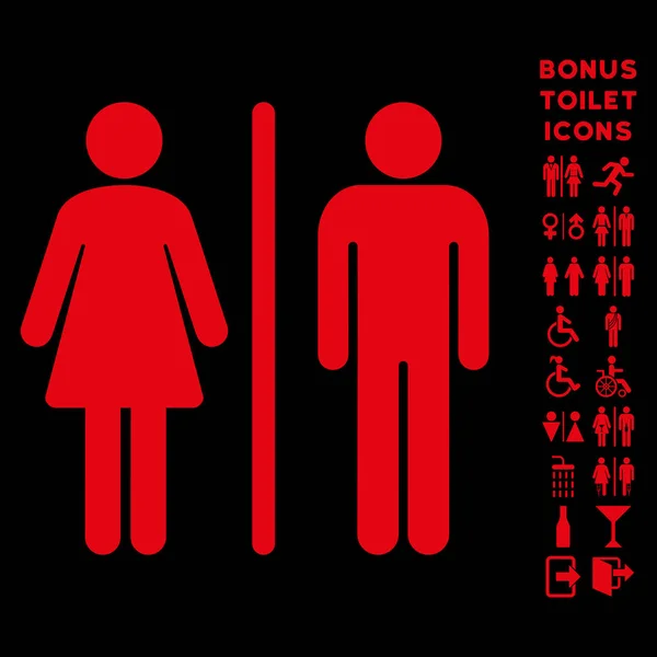 Ikon Vektor Flat WC Persons dan Bonus - Stok Vektor