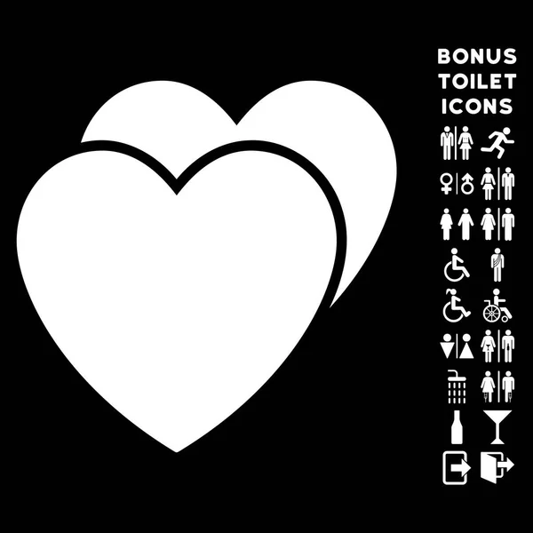 Liefde harten platte Vector Icon en Bonus — Stockvector