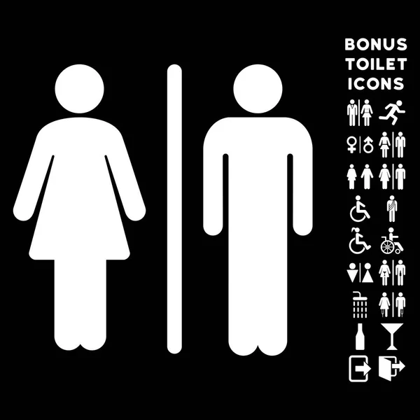 Wc personen flache vektorsymbol und bonus — Stockvektor