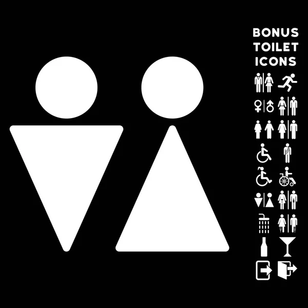 WC Personas Apartamento Vector Icono y Bono — Vector de stock