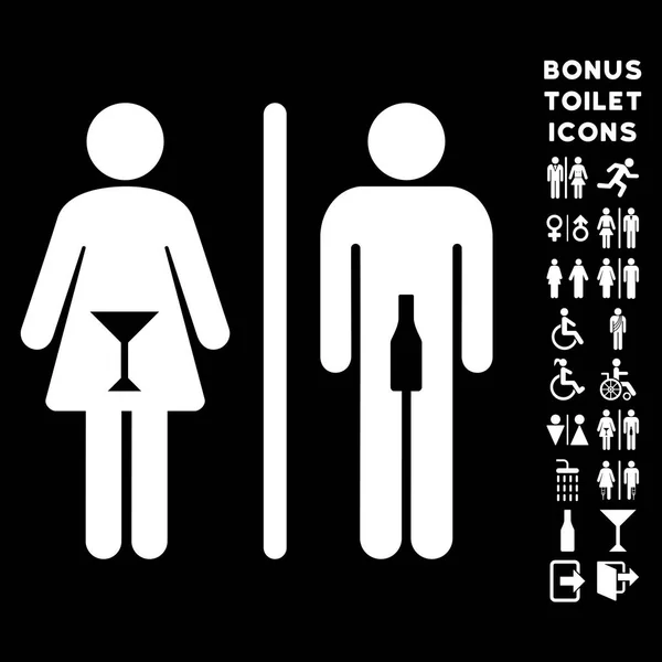 WC osoby ploché vektorové ikony a Bonus — Stockový vektor