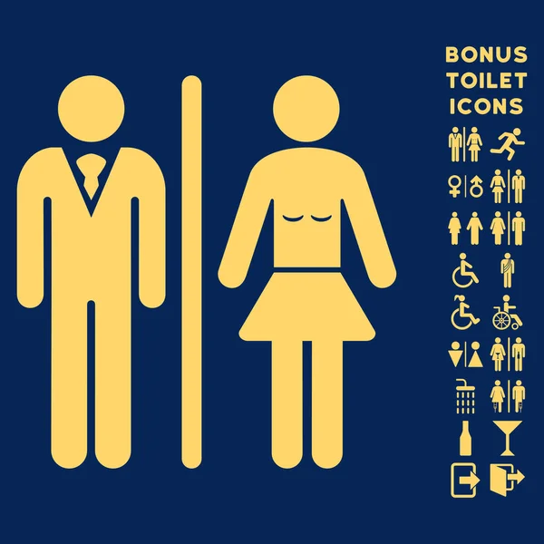 Toilette Personen flache Vektorsymbol und Bonus — Stockvektor