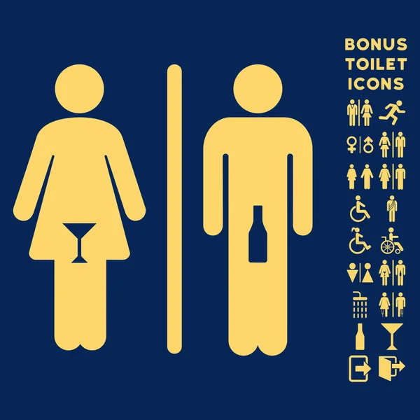 WC Personnes Appartement vectoriel Icône et Bonus — Image vectorielle