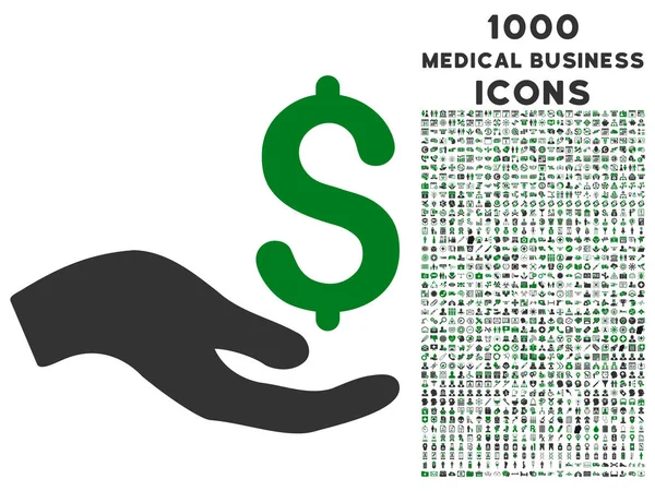 Икона пожертвования с 1000 медицинских бизнес-икон — стоковый вектор