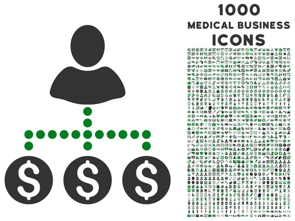 Иконка платежей пользователя с 1000 медицинских бизнес-иконками — стоковый вектор