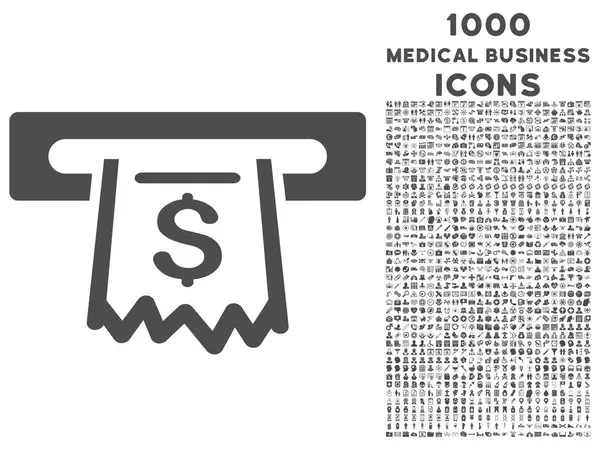 Papierbeleg-Terminal-Symbol mit 1000 medizinischen Geschäftssymbolen — Stockvektor
