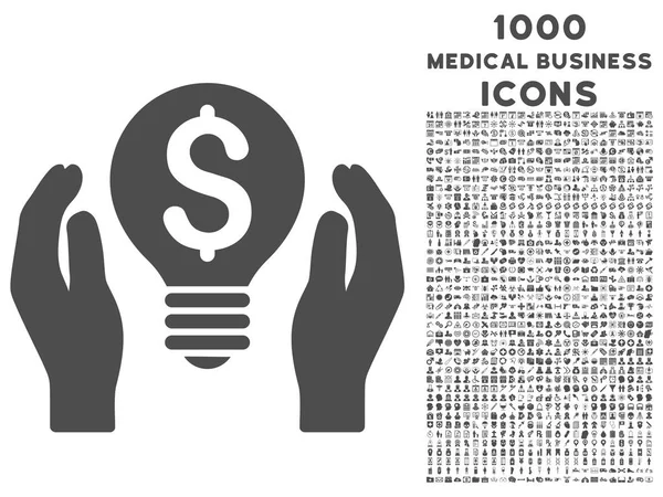 Патентная икона с 1000 иконами медицинского бизнеса — стоковый вектор